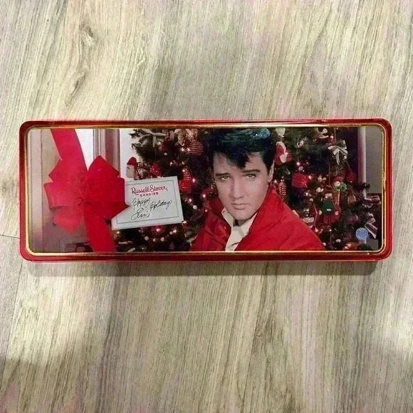 Vintage 1997 Christmas Elvis Russell Stover Candies Chocolates Tin 12” - Picture 1 of 5